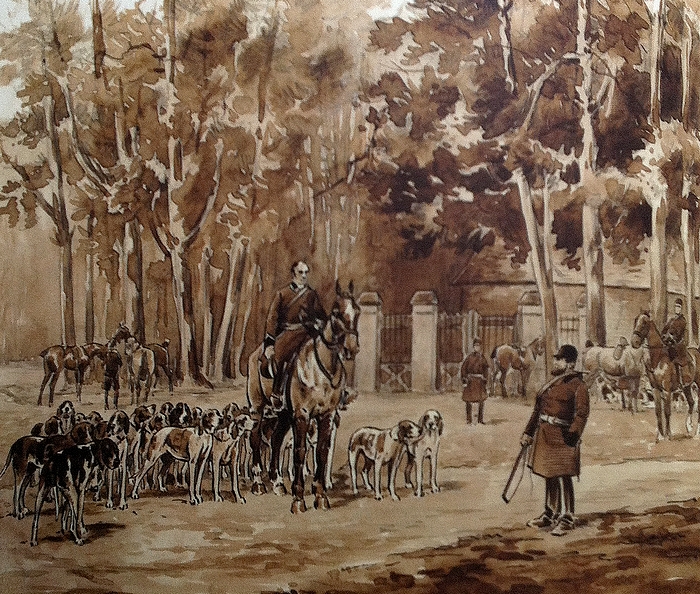 L'Equipage de Briord - Illustration tirée de l'ouvrage La Vénerie française contemporaine (1914) - Le Goupy (Paris)